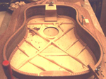 Degay acoustic guitar: front & sides (ribs) showing struts